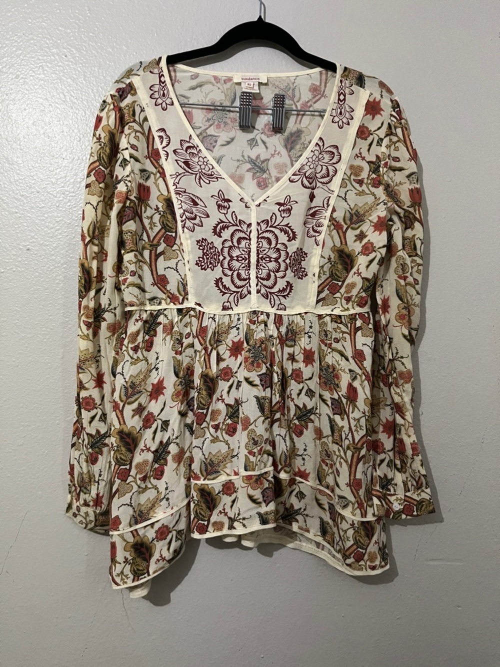 Sundance Floral Peasant Tunic Blouse